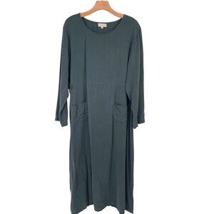 J Jill green Tencel maxi Dress  Pockets Long Sleeves size XL womens